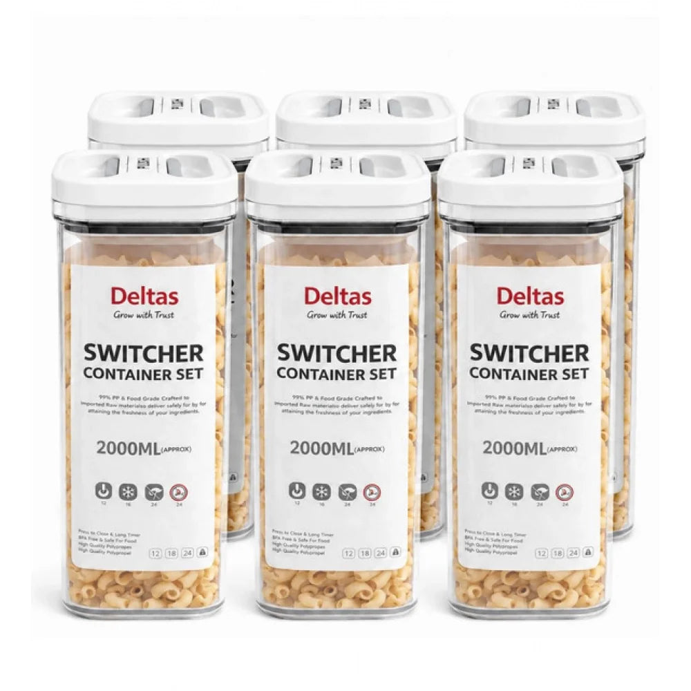 Artisan Mate Airtight Storage Container — 2 L, Set of 6 (White)