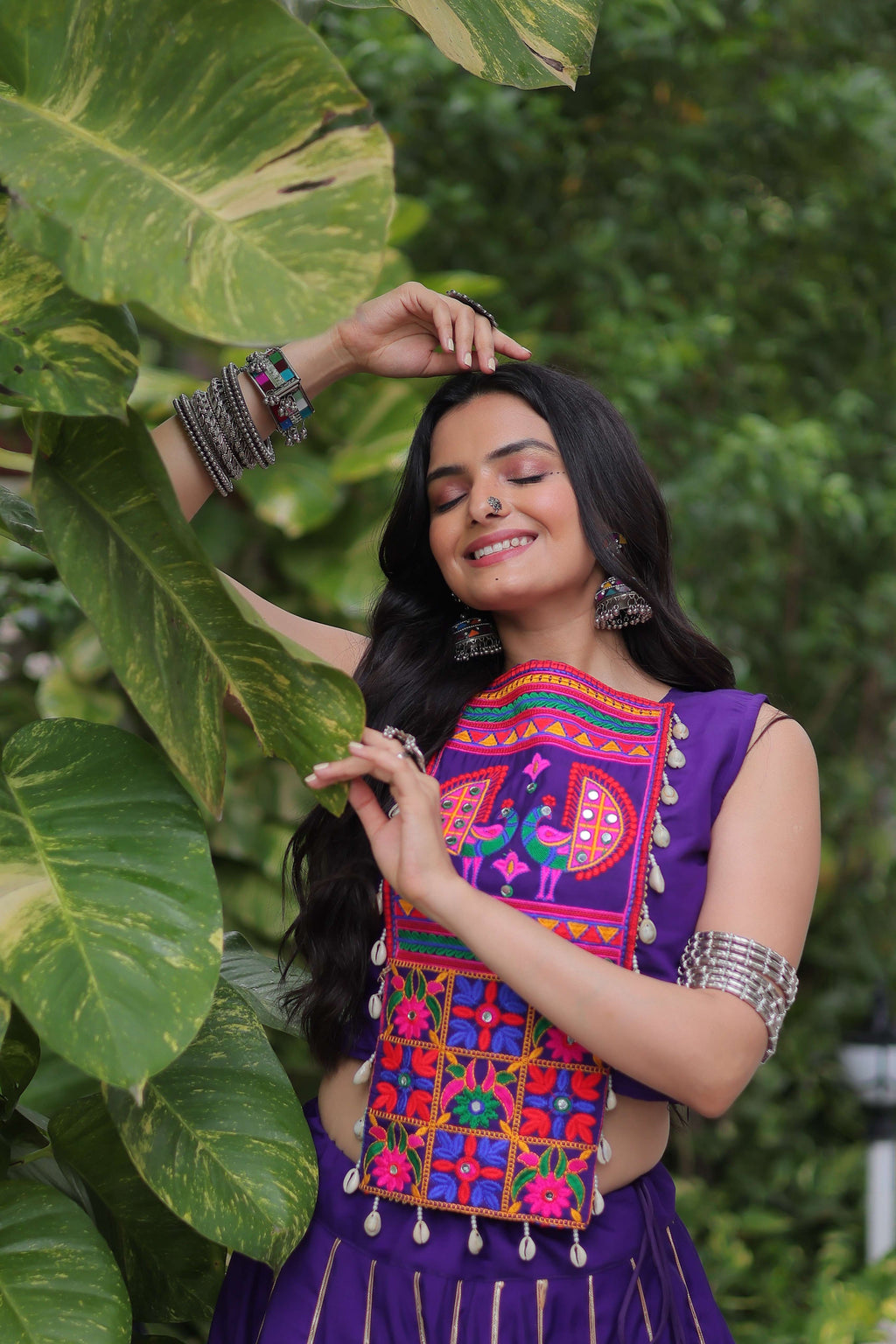 Roman Fabric Mirror & Gota-Patti Navratri Lehenga Choli Set