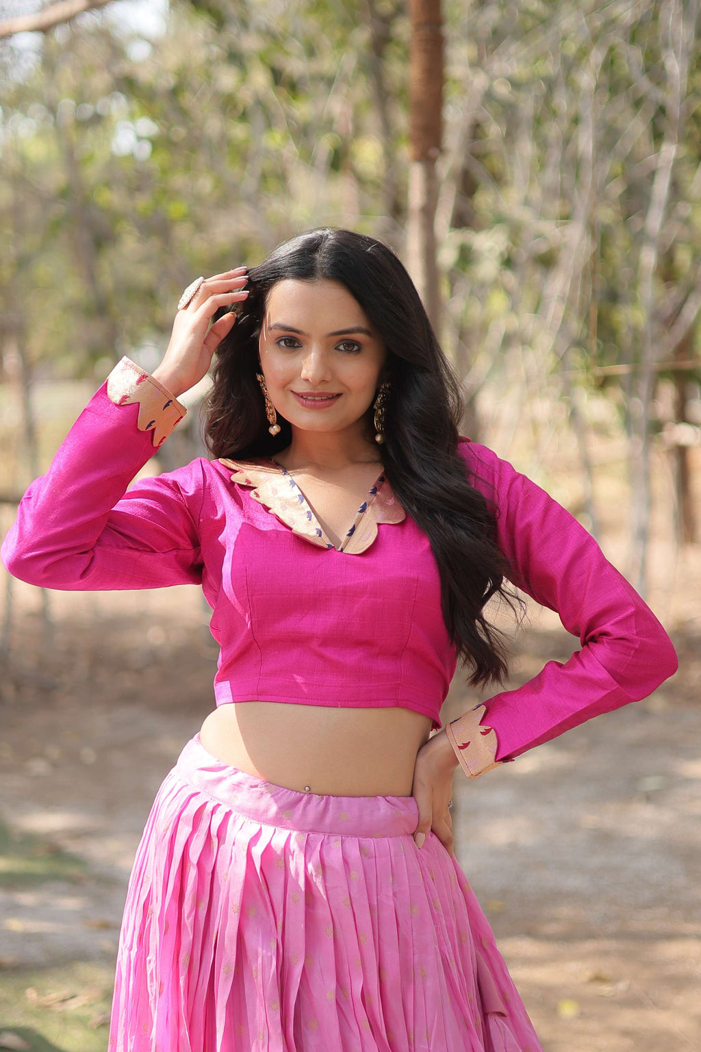 Dayble Viscose Kalamkari Lehenga Choli with Designer Blouse