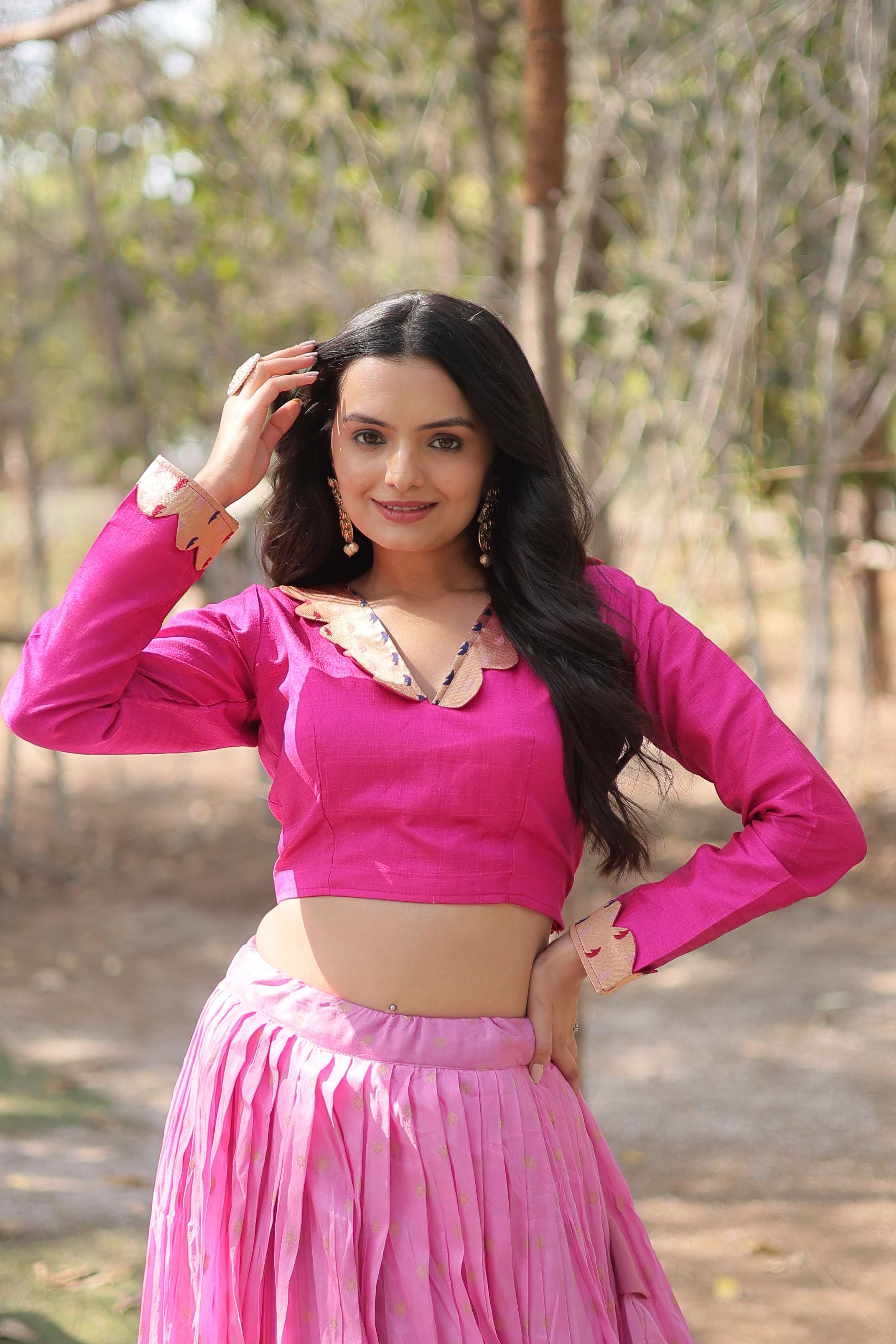 Dayble Viscose Kalamkari Lehenga Choli with Designer Blouse