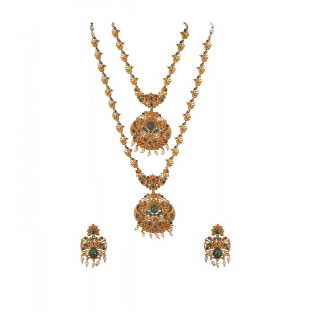 elegent and modern double line temple jewellery set