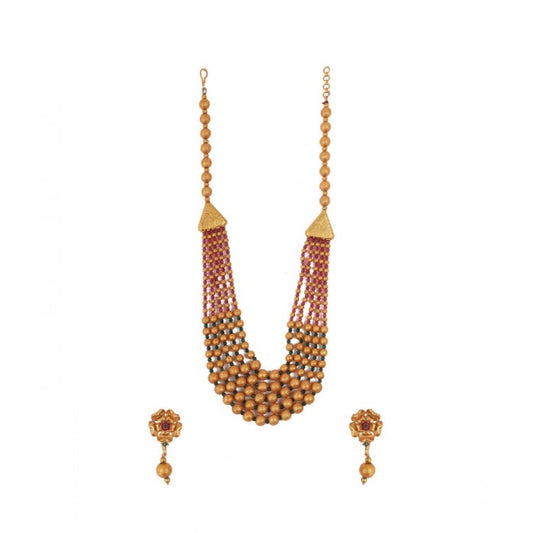 Festive Crystal Brass Mala Set