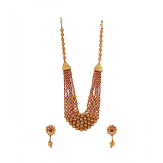 Ethnic Five Layer Brass Mala With Crystal For Women And Girls