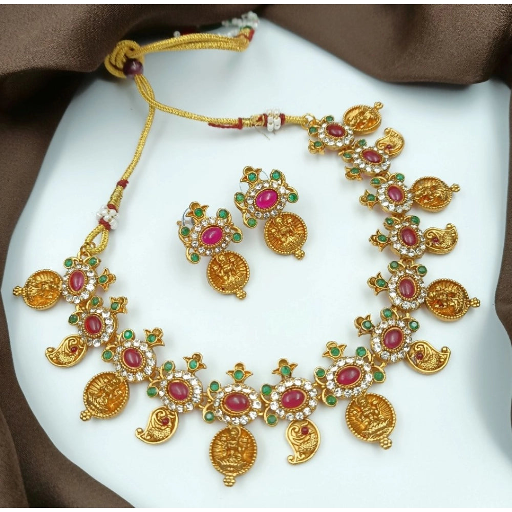 gold plated traditional necklace and earrings set
