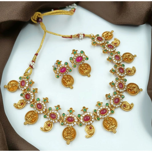 Gold Plated Traditional Necklace and Earrings Set