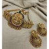 Traditional Temple Necklace and Earrings Set in Gold