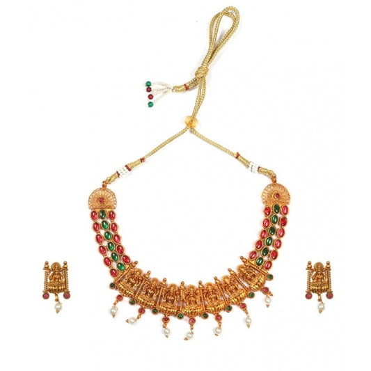 Temple Necklace and Earrings Set in Gold Plating