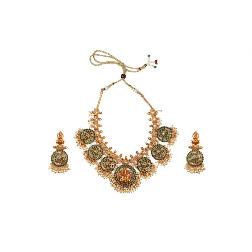 goddess glamour gold plated temple necklace and jhumka set