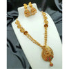 Traditional Temple Necklace and Earrings Set in Gold