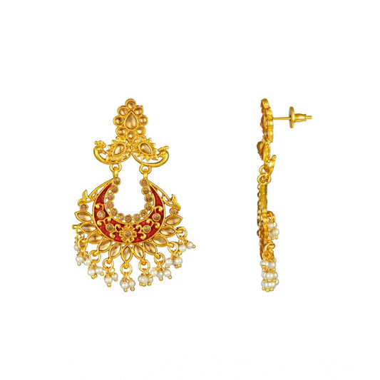 Rose Gold Plated Alloy Kundan Earrings &amp; Mangtikka