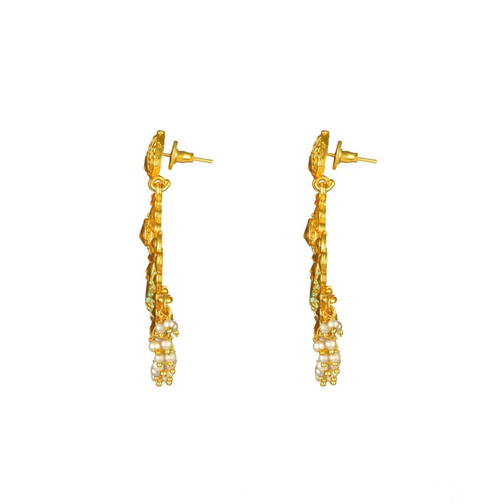 rose gold plated alloy kundan earrings &amp; mangtikka
