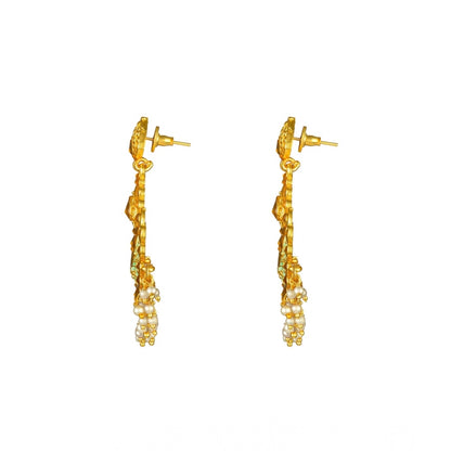 Rose Gold Plated Alloy Kundan Earrings &amp; Mangtikka