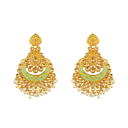 Rose Gold Plated Alloy Kundan Earrings &amp; Mangtikka