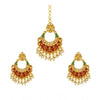 Rose Gold Plated Alloy Kundan Earrings & Mangtikka