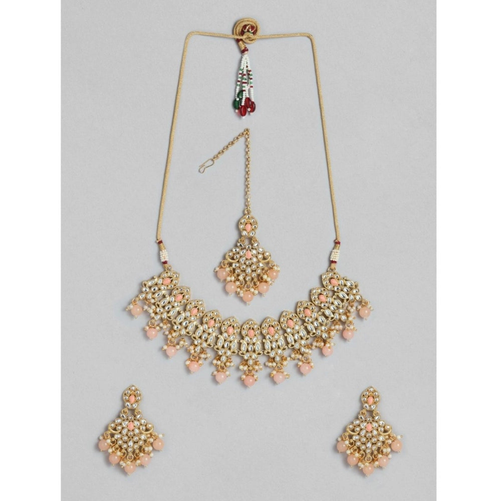 rose gold plated alloy necklace &amp; earings set