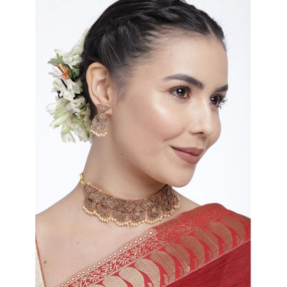 Rose Gold Plated Alloy Necklace &amp; Earings Set