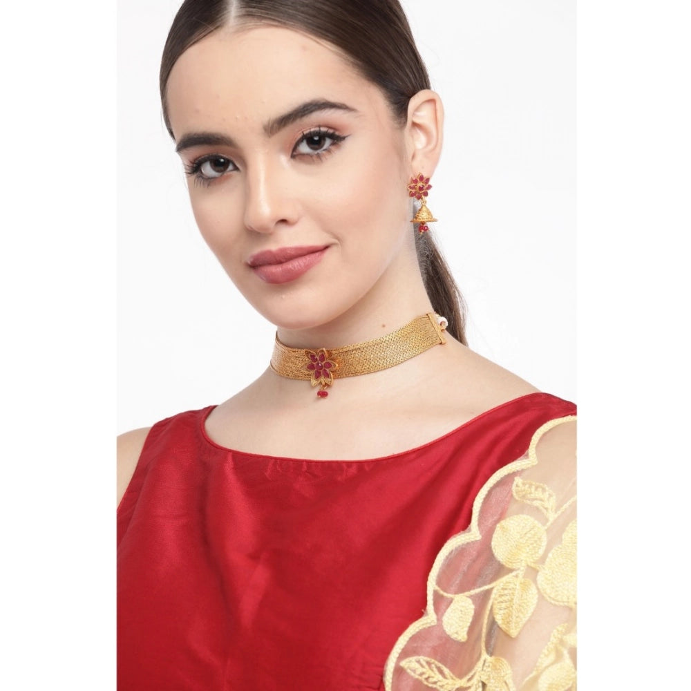 rose gold plated alloy necklace &amp; earings set