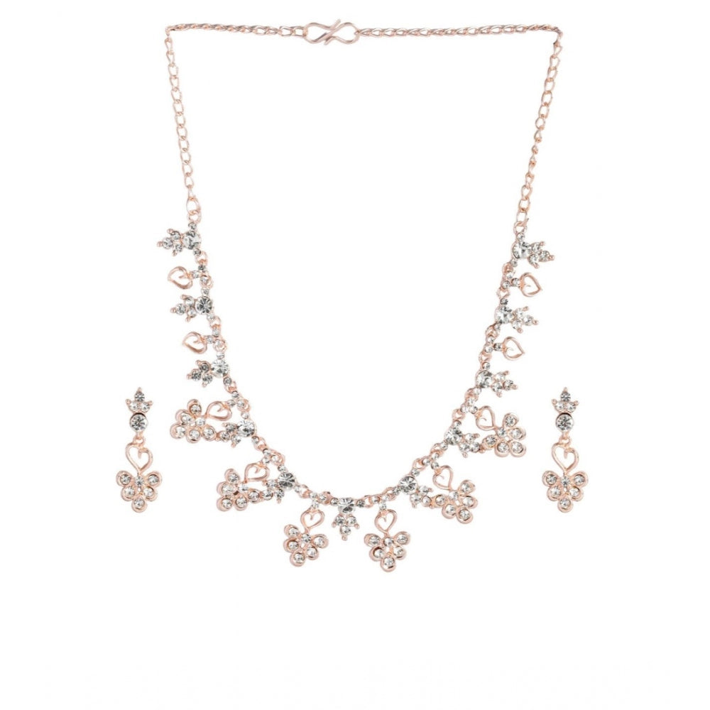 rose gold plated brass necklace &amp; earings set