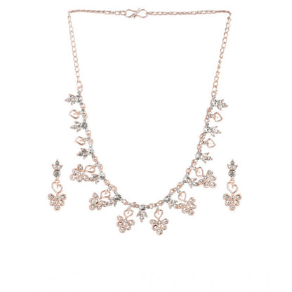 Rose Gold Plated Brass Necklace &amp; Earings Set