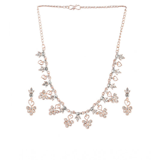 Rose Gold Plated Brass Necklace &amp; Earings Set