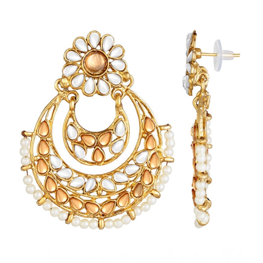 Rose Gold Plated Alloy Kundan Earrings &amp; Mangtikka