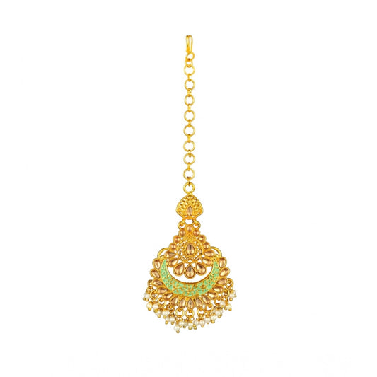 Rose Gold Plated Alloy Kundan Earrings &amp; Mangtikka