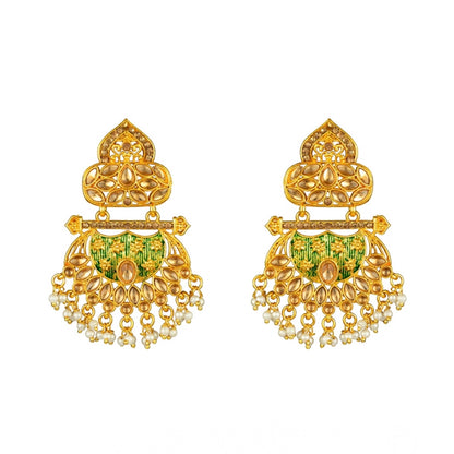 Rose Gold Plated Alloy Kundan Earrings &amp; Mangtikka