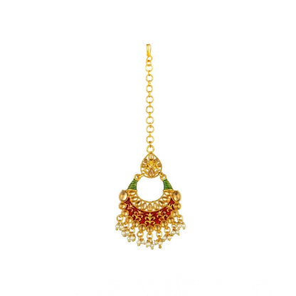 Rose Gold Plated Alloy Kundan Earrings &amp; Mangtikka