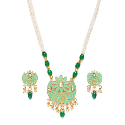 Rose Gold Plated Alloy Necklace &amp; Earings Set