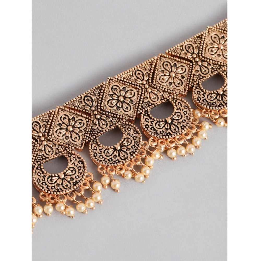rose gold plated alloy necklace &amp; earings set