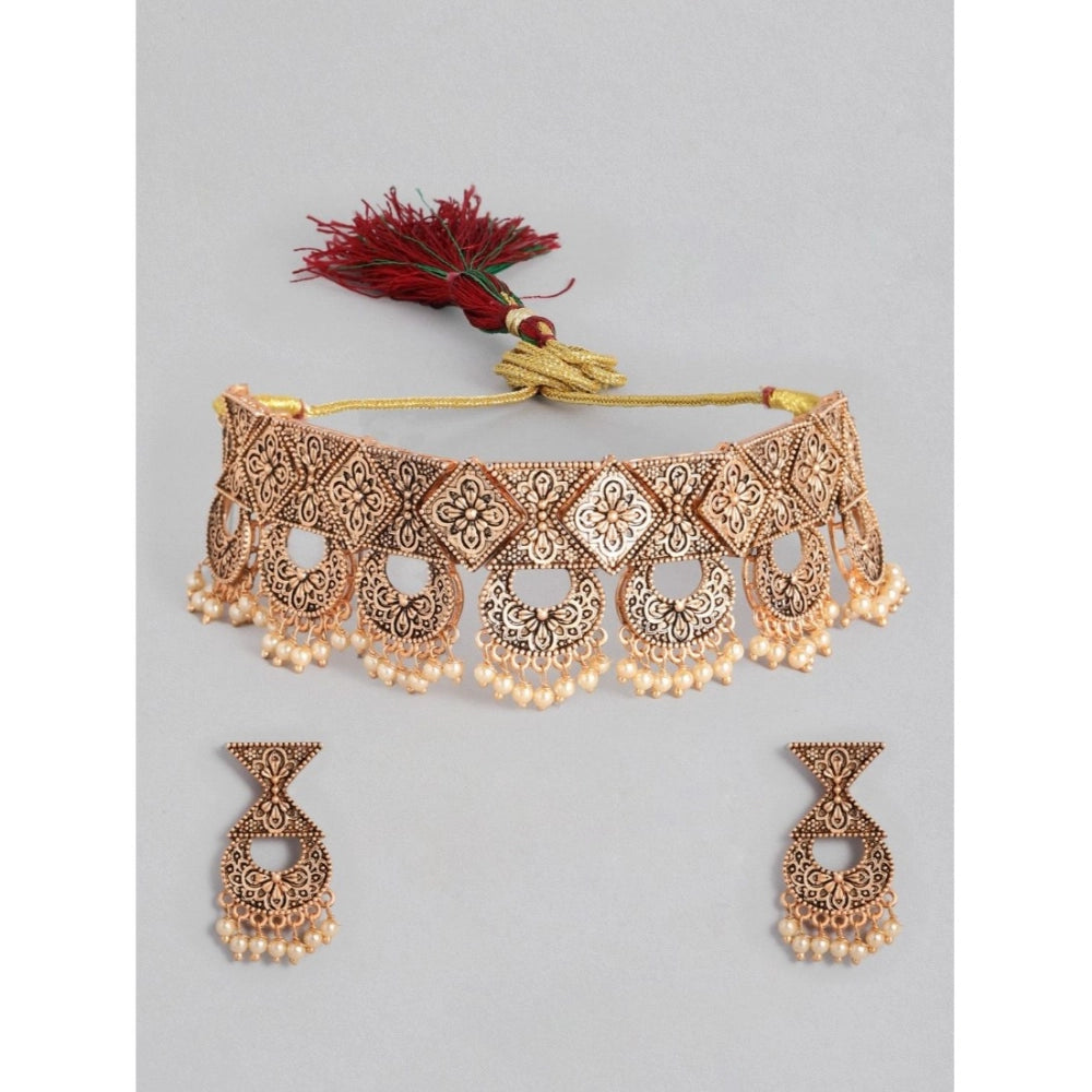 rose gold plated alloy necklace &amp; earings set