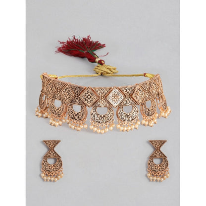 Rose Gold Plated Alloy Necklace &amp; Earings Set