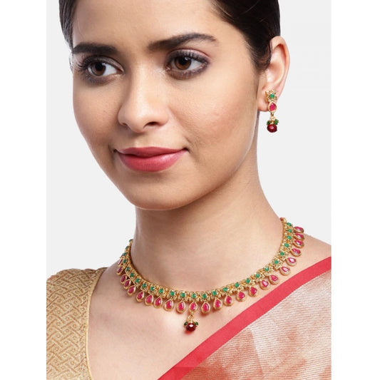 Rose Gold Plated Alloy Necklace &amp; Earings Set
