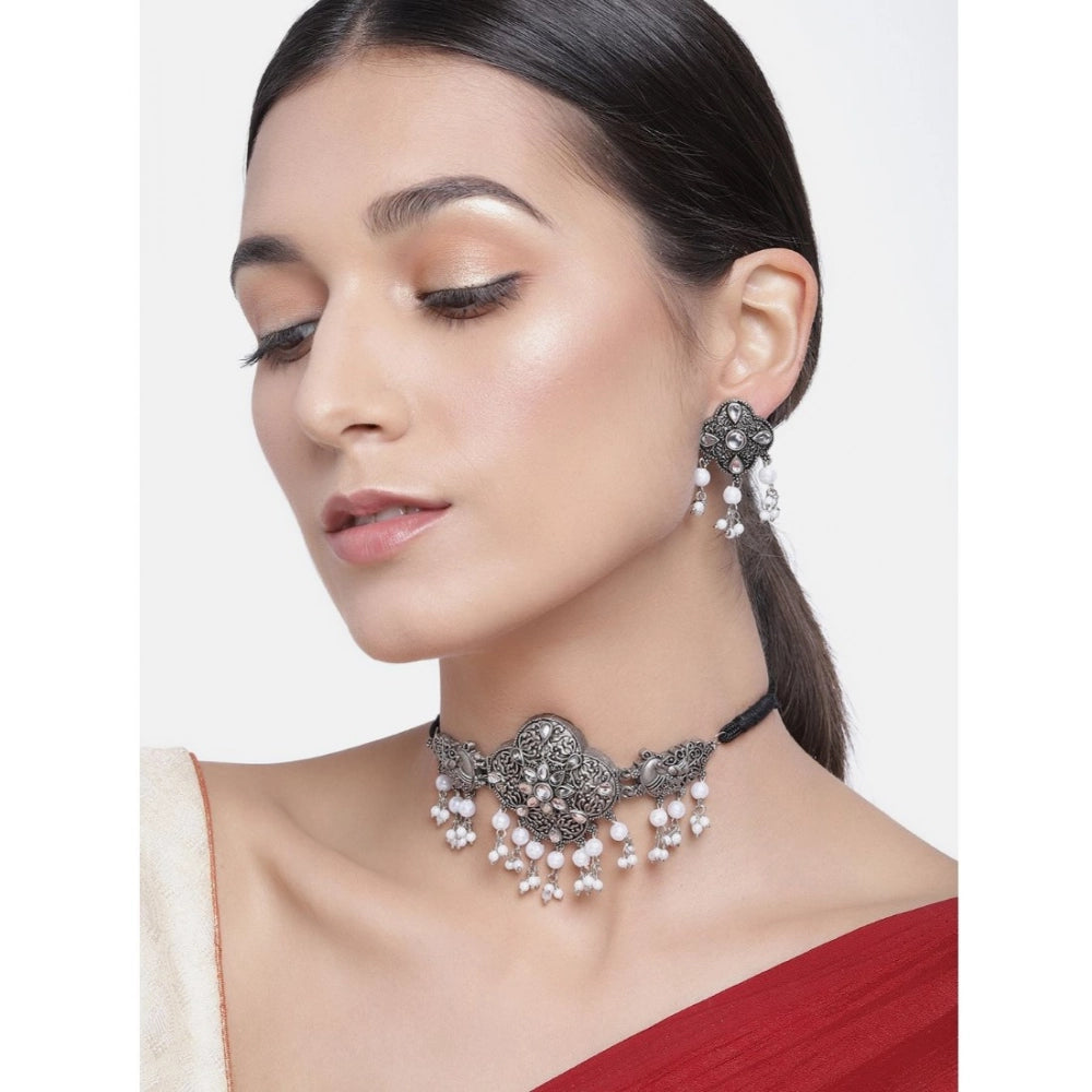 rose gold plated alloy necklace &amp; earings set