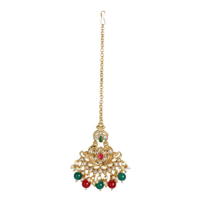 Rose Gold Plated Alloy Kundan Earrings &amp; Mangtikka