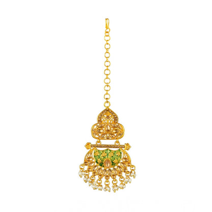 Rose Gold Plated Alloy Kundan Earrings &amp; Mangtikka