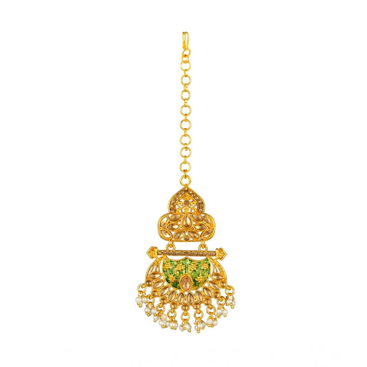 Rose Gold Plated Alloy Kundan Earrings &amp; Mangtikka