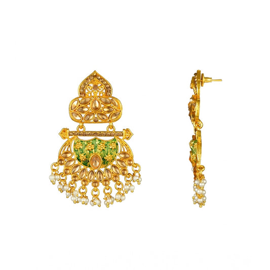 Rose Gold Plated Alloy Kundan Earrings &amp; Mangtikka