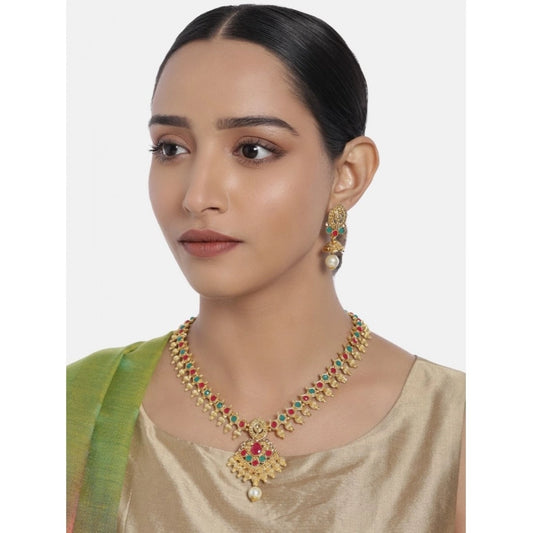 Rose Gold Plated Alloy Necklace &amp; Earings Set