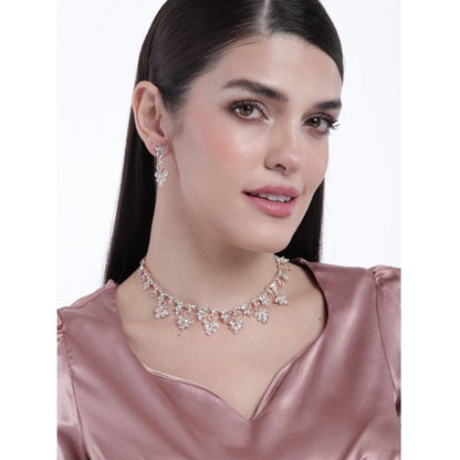 Rose Gold Plated Brass Necklace &amp; Earings Set
