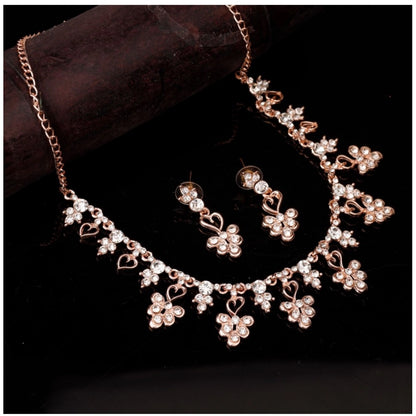 Rose Gold Plated Brass Necklace &amp; Earings Set