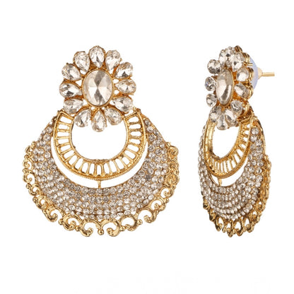 Rose Gold Plated Alloy Kundan Earrings &amp; Mangtikka