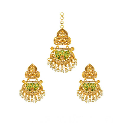 Rose Gold Plated Alloy Kundan Earrings &amp; Mangtikka
