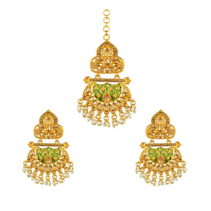 Rose Gold Plated Alloy Kundan Earrings &amp; Mangtikka