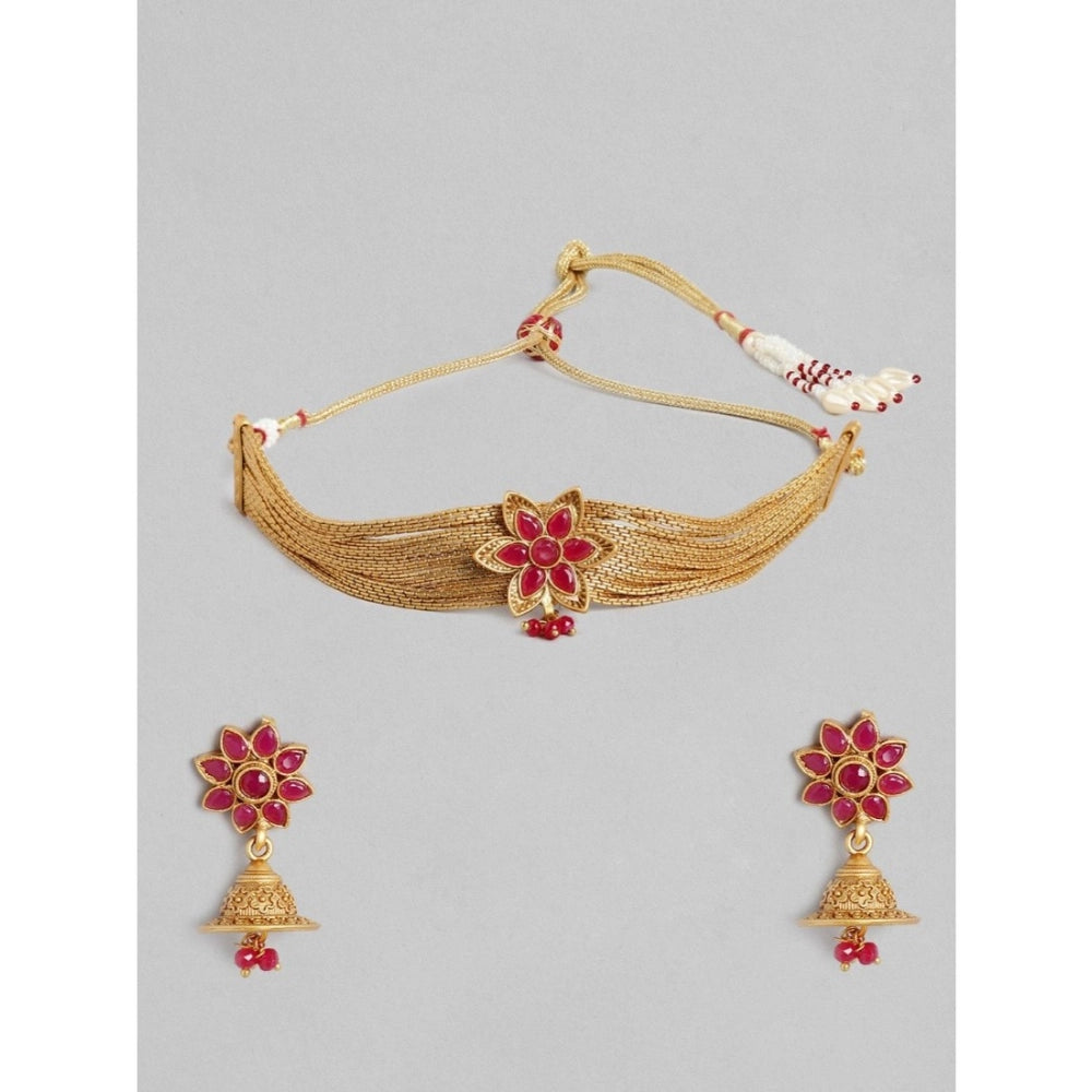 rose gold plated alloy necklace &amp; earings set