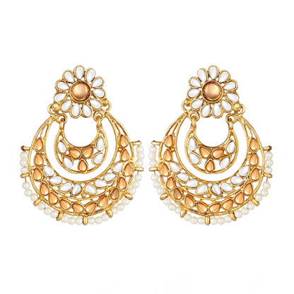 Rose Gold Plated Alloy Kundan Earrings &amp; Mangtikka