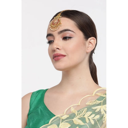 Rose Gold Plated Alloy Kundan Earrings &amp; Mangtikka