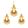 Rose Gold Plated Alloy Kundan Earrings & Mangtikka