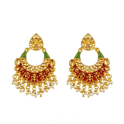 Rose Gold Plated Alloy Kundan Earrings &amp; Mangtikka