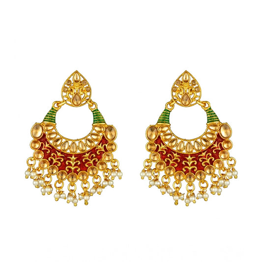 Rose Gold Plated Alloy Kundan Earrings &amp; Mangtikka